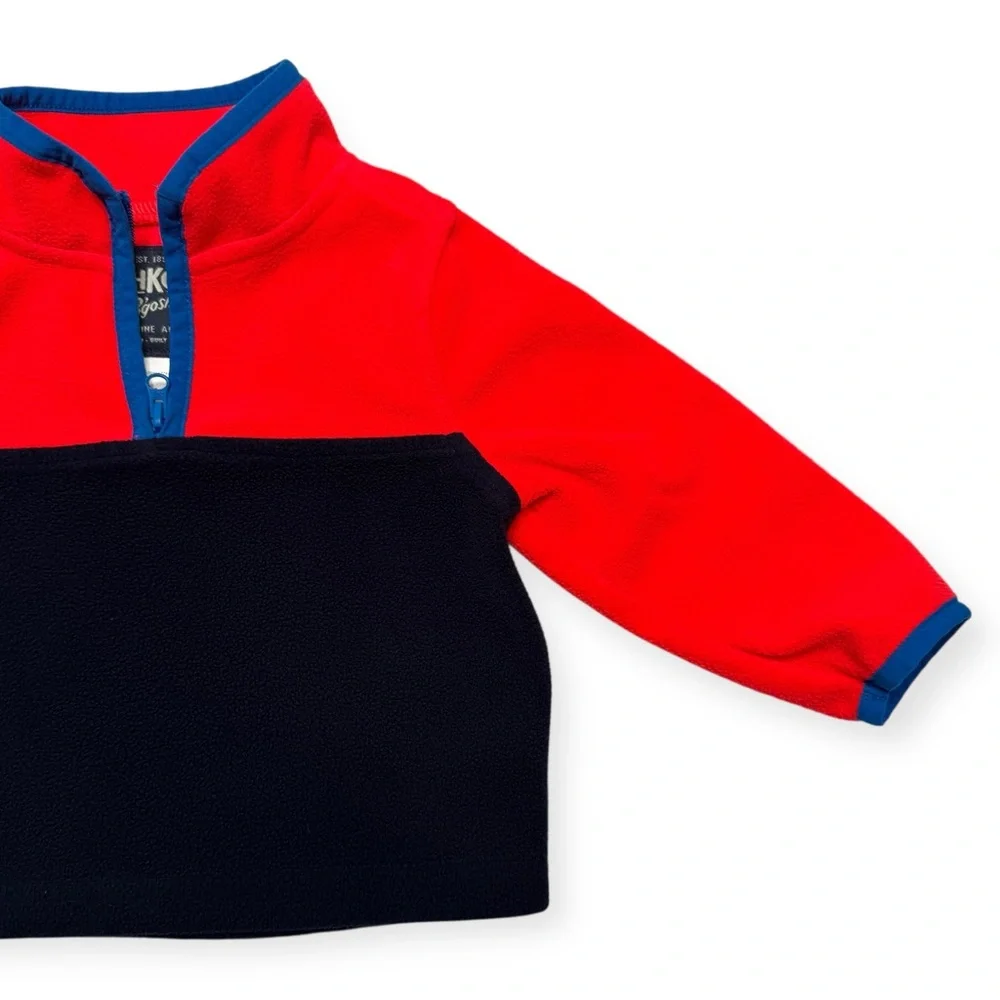 Oshkosh Bgosh Baby Fleece Half-Zip Pullover‎ Red & Navy Size 9M
